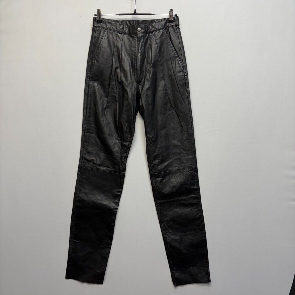 Vintage Cougar International 100% Leather Pants Size 32x35 Pleated D115 -23